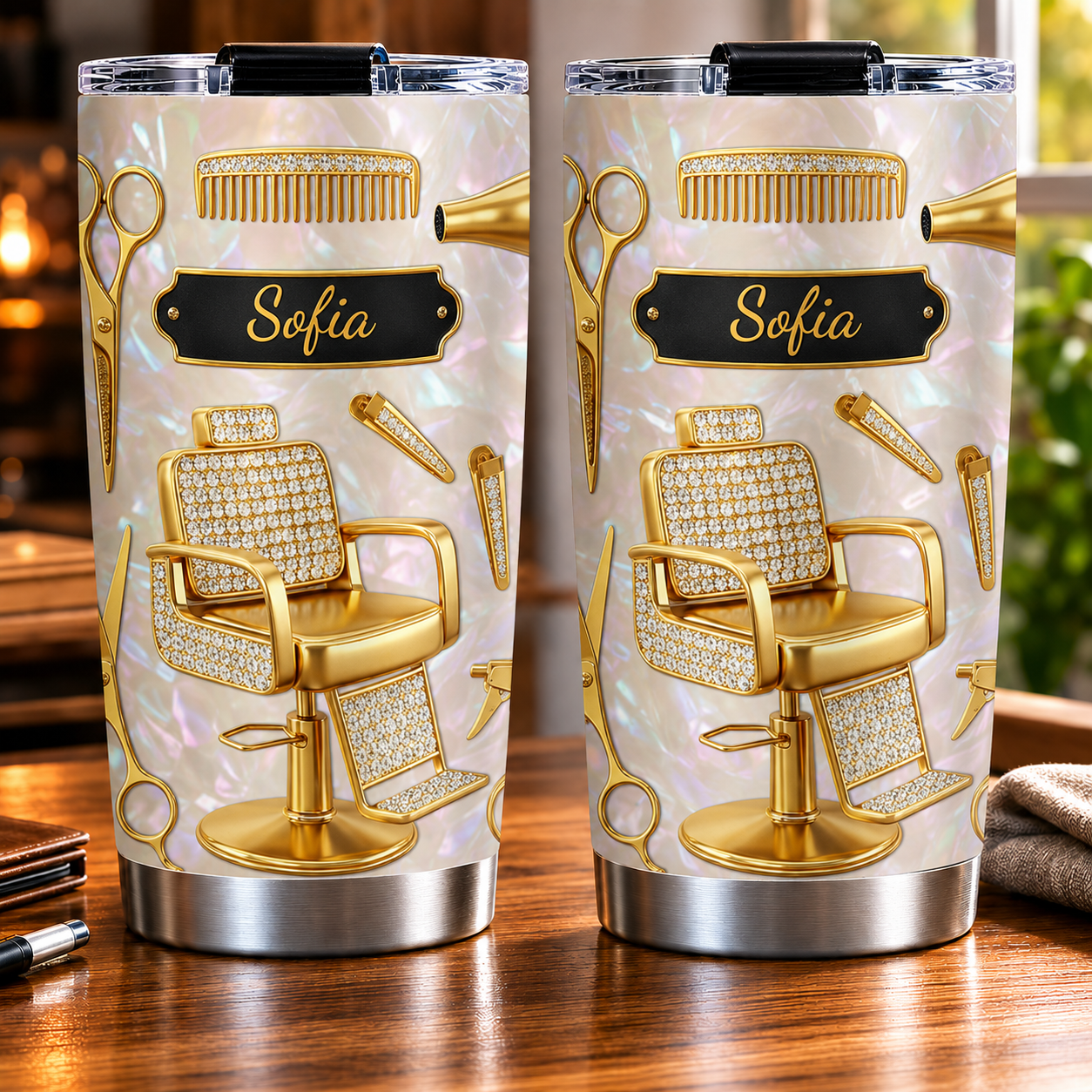 Personalized Barber 20oz Tumbler with Name – 3D Effect Barber Gift