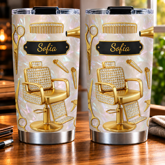 Personalized Barber 20oz Tumbler with Name – 3D Effect Barber Gift