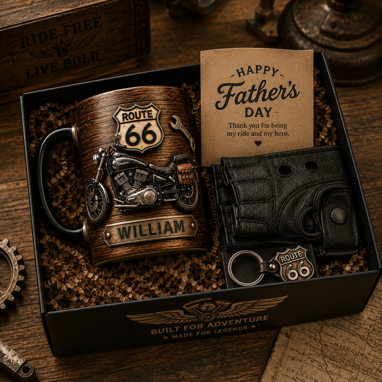 Motorcycle Personalized Biker 3D Mug Effect , Custom Route 66 Coffee Mug with Name, Gift for Motorcycle Lovers, Biker Dad, Husband