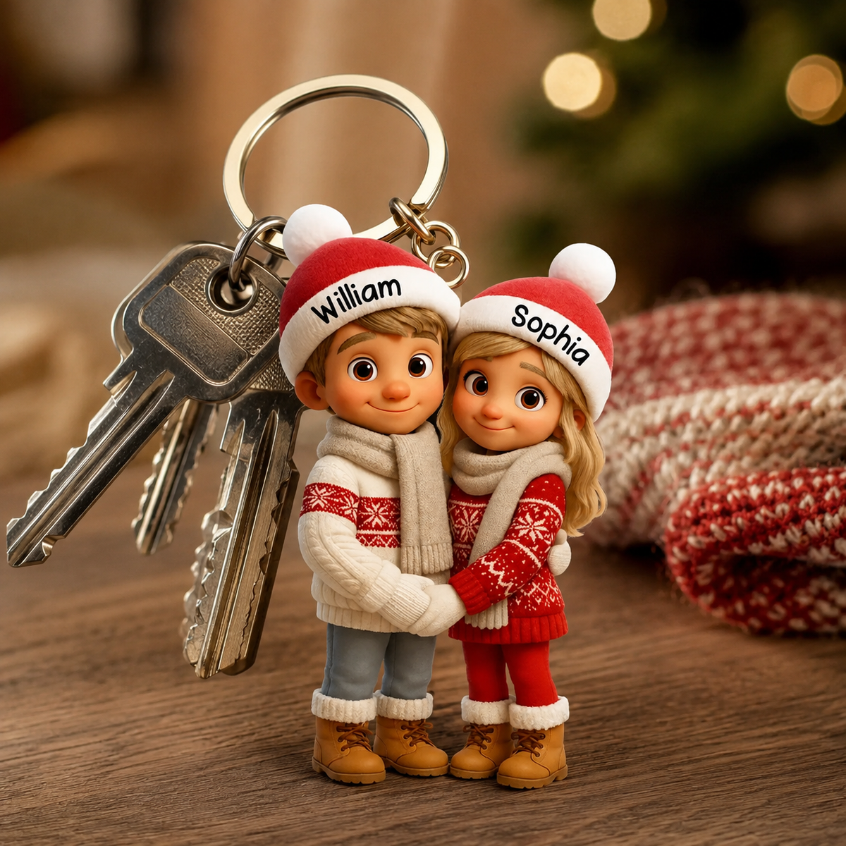 Personalized Couple Hug 3D Effect Christmas Ornament with Names, Custom Couple Acrylic Ornament, Christmas Gift for Boyfriend Girlfriend Husband Wife