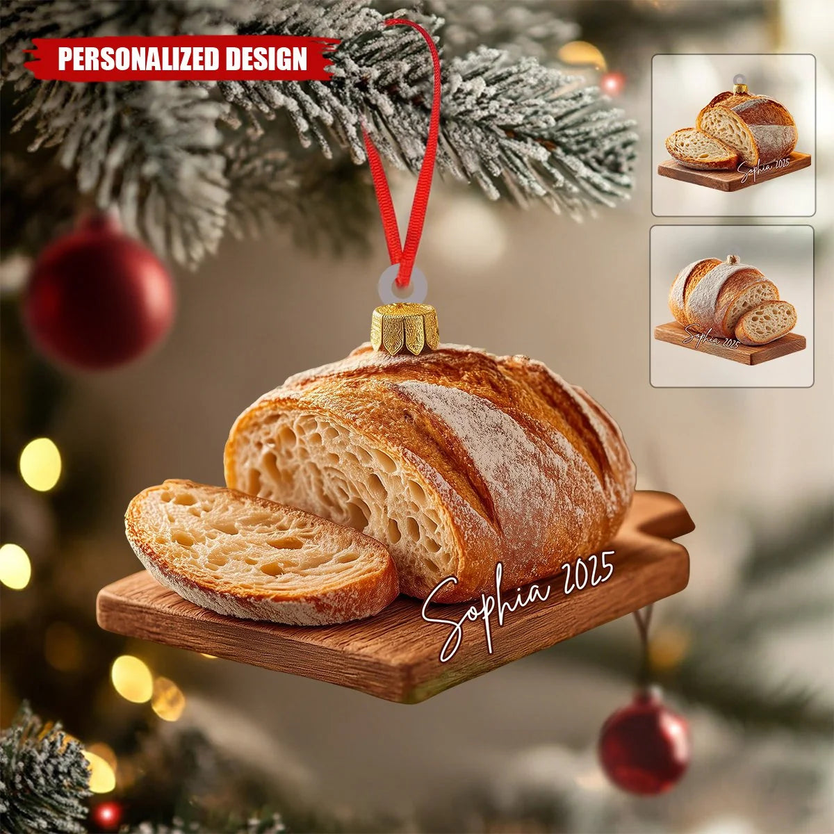 Personalized Sourdough Bread Christmas Ornament, Custom Acrylic Baker Keepsake, Gift for Sourdough Lover Bread Baker Mom Friend