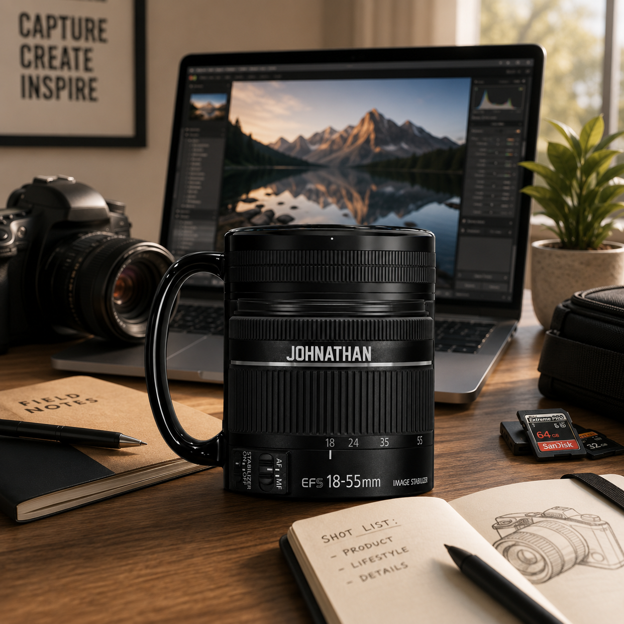 Personalized Camera Lens Coffee Mug 3D Effect with Custom Name, Camera Lens Mug Gift for Photographers, Photography Lover, Camera Enthusiast