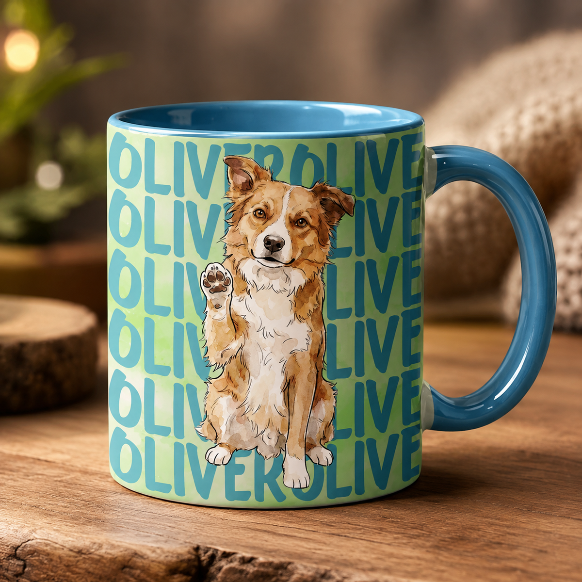 Personalized Pet Portrait Mug, Custom Dog Cat Photo & Name Watercolor Coffee Mug, Pet Lover Gift for Mom Dad