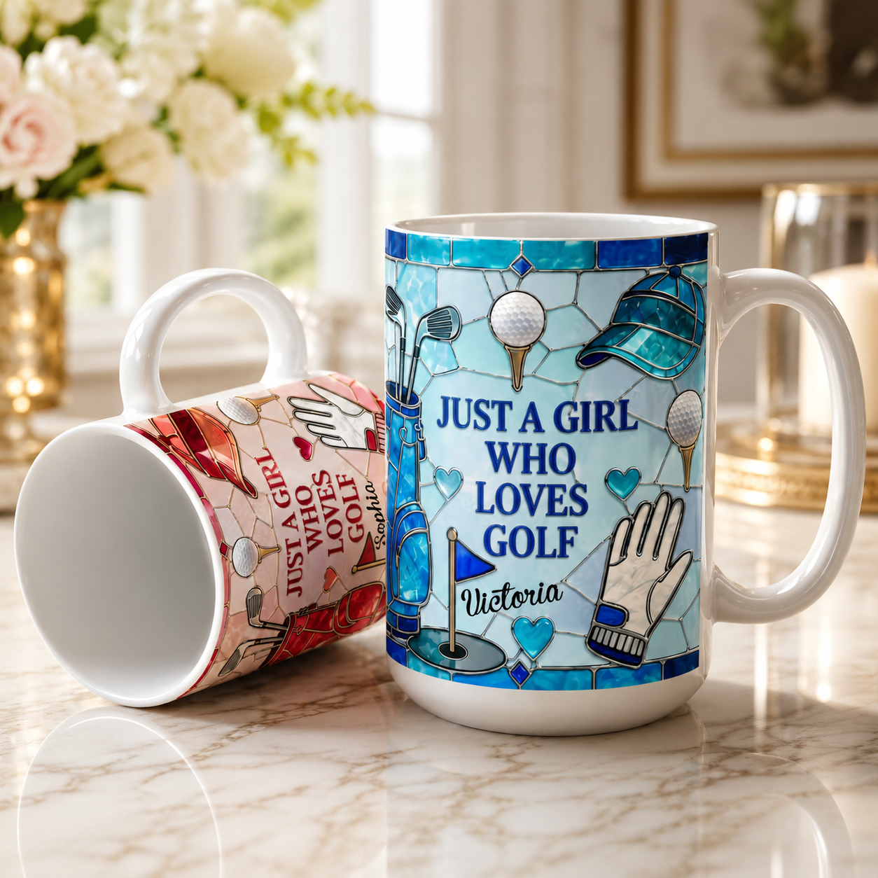 Personalized Just A Girl Who Loves Golf 3D Effect Mug – Custom Name Golf Lover Ceramic Mug, 11oz 15oz Birthday Gift for Her