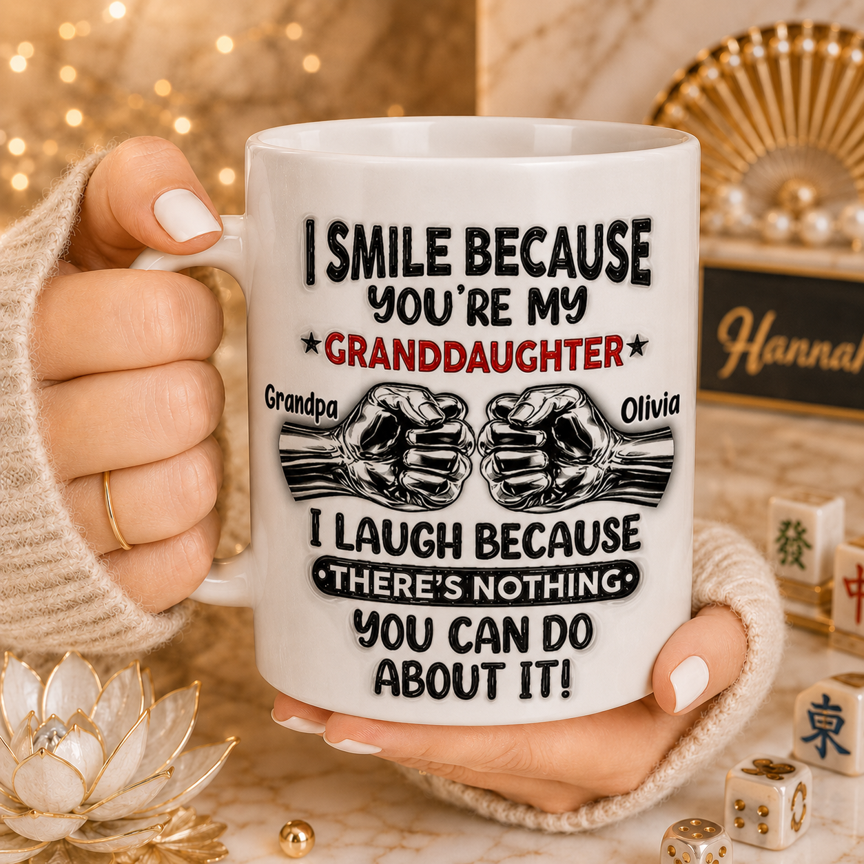 I Smile Because You’re My Son Mug – Personalized Father & Son Mug 3D Effect, Custom Gift for Son