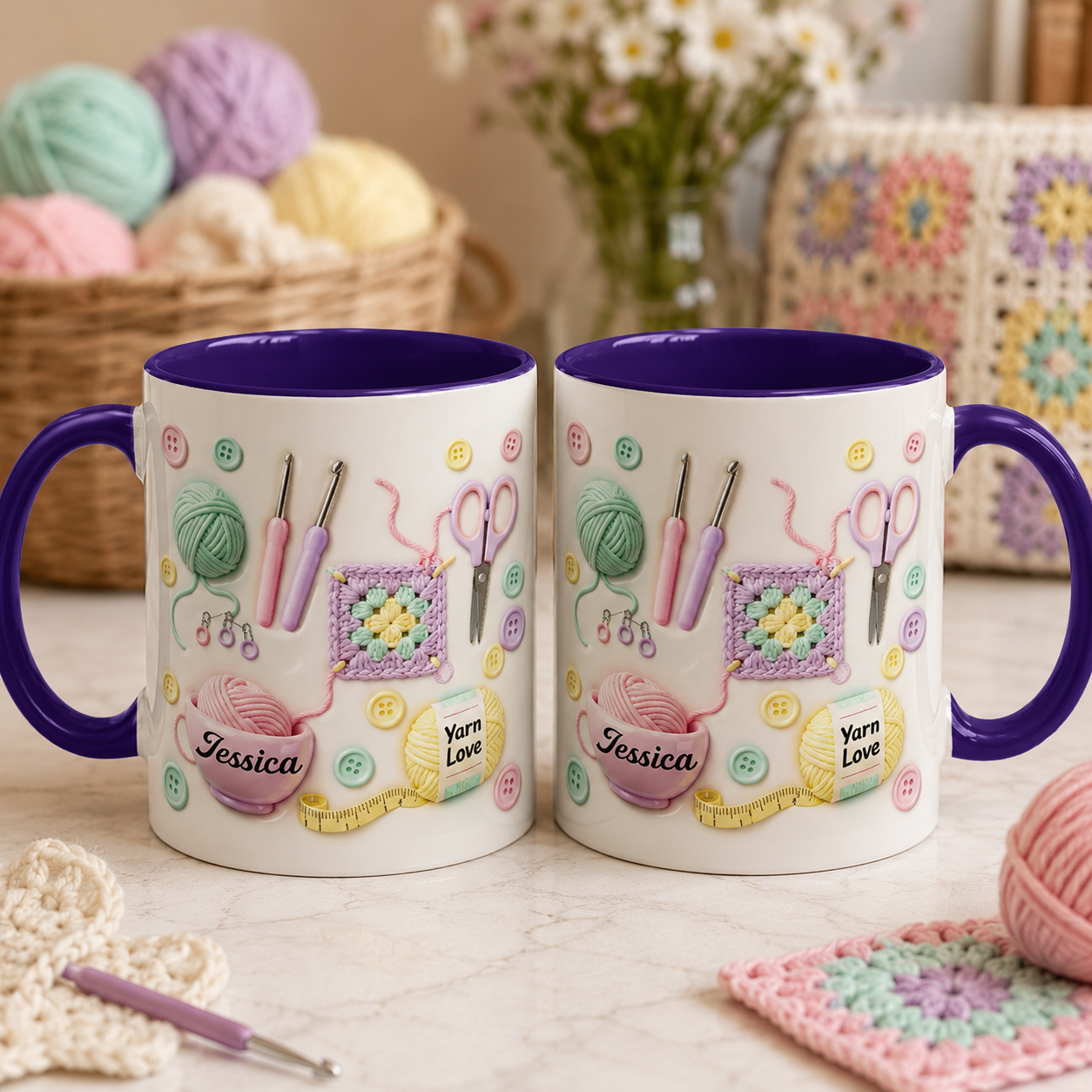 Tasse "Garnliebe" mit personalisiertem Akzent – personalisiertes Namensgeschenk für Strickerinnen