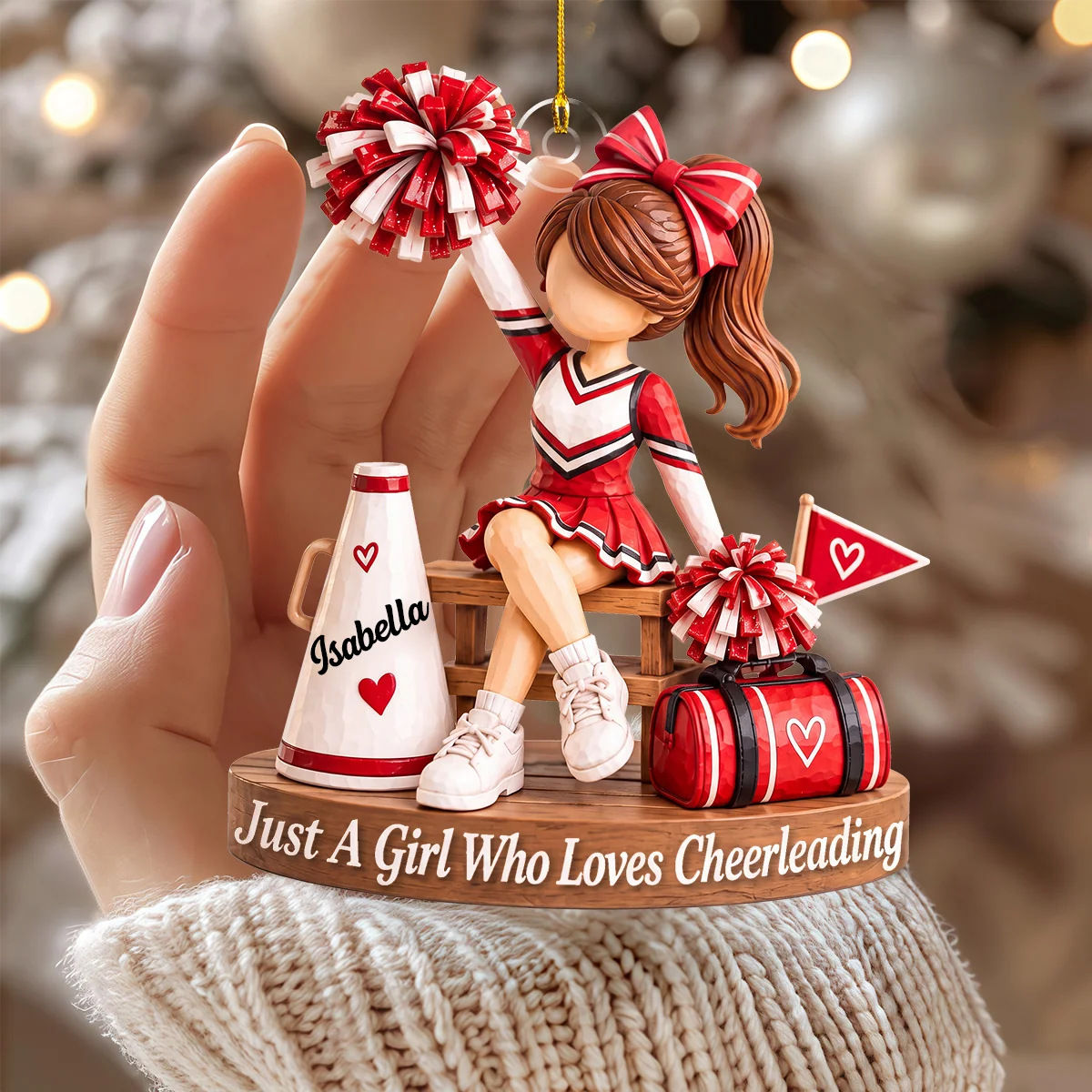 Personalized Cheerleader Christmas Ornament with Name, Custom Acrylic Cheer Keepsake, Gift for Cheer Girl Daughter Granddaughter Teammate