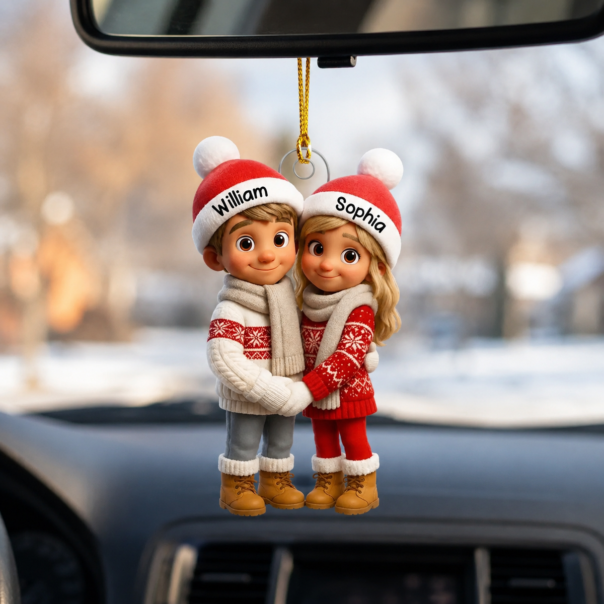 Personalized Couple Hug 3D Effect Christmas Ornament with Names, Custom Couple Acrylic Ornament, Christmas Gift for Boyfriend Girlfriend Husband Wife