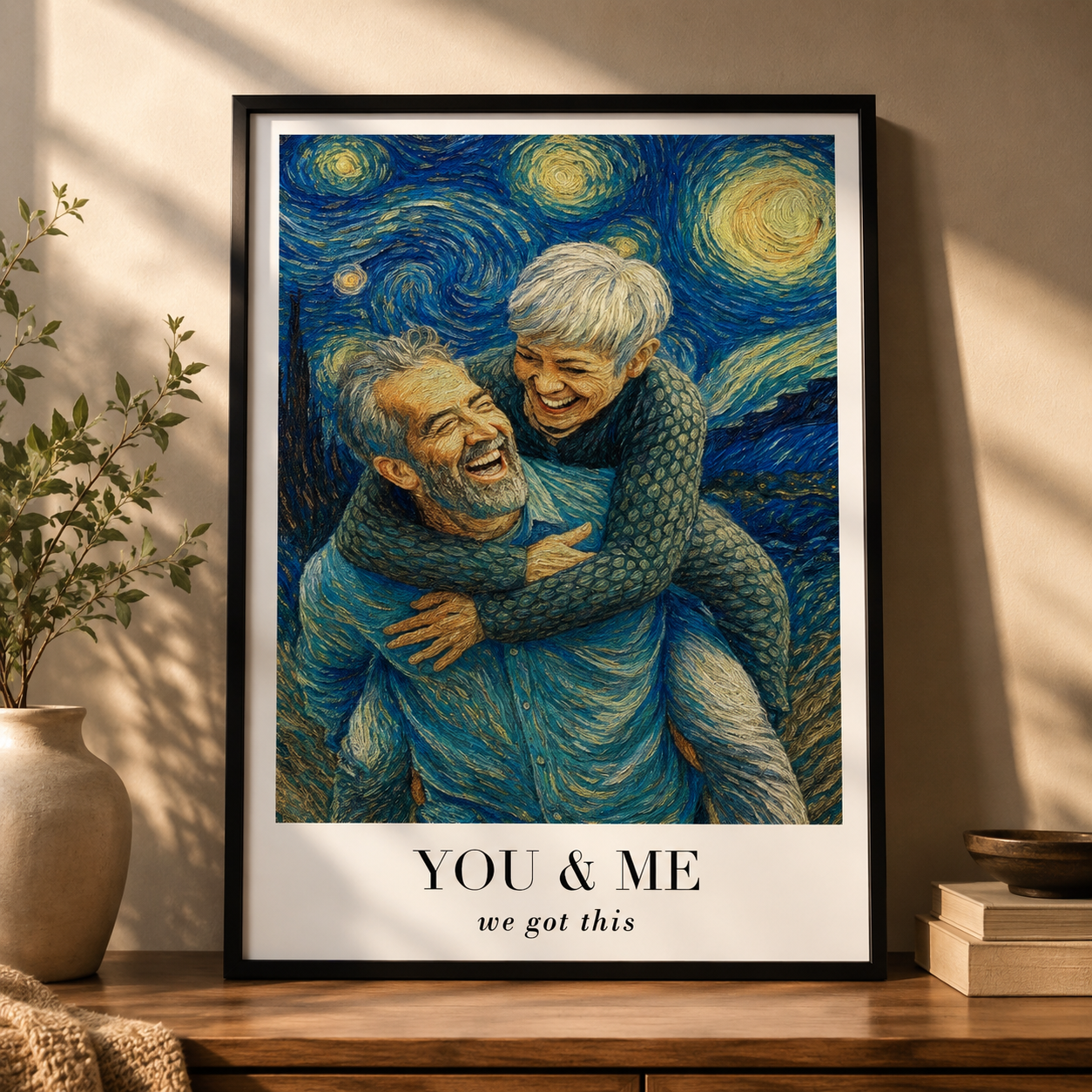 Paarporträt im Van-Gogh-Stil – Personalisiertes Poster oder Leinwand mit Zitat