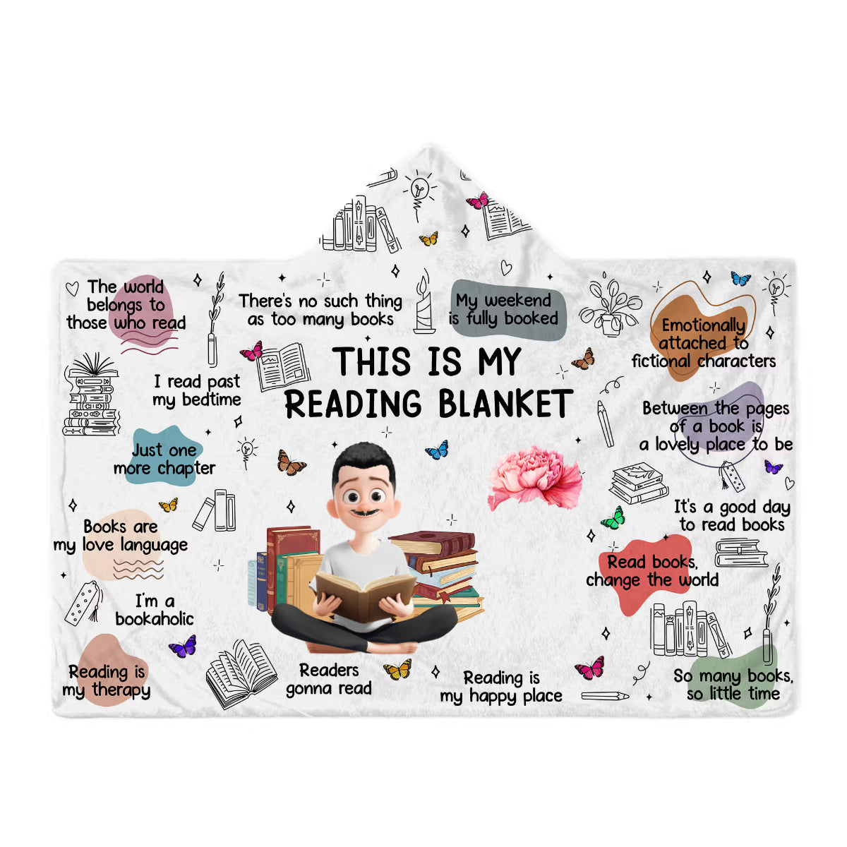Personalized Book Lover Blanket with Name & Birth Flower, Custom Reading Quote Throw Blanket, Gift for Bookworm Women Friends