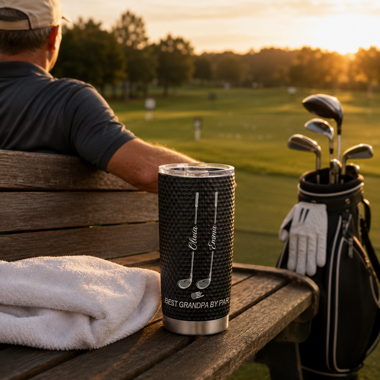 Best Dad By Par Personalized 20oz Stainless Steel Tumbler, Custom Dad Golf Tumbler with Kids' Names, Father's Day Gift