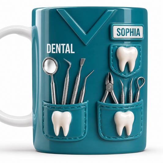 Personalized Dental Mug 3D Effect – Custom Name Gift for Dentists, Dental Hygienists & Dental Assistants