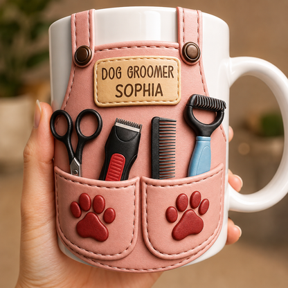 Personalized Dog Groomer Mug 3D Effect – Custom Name Gift for Pet Groomers & Dog Lovers
