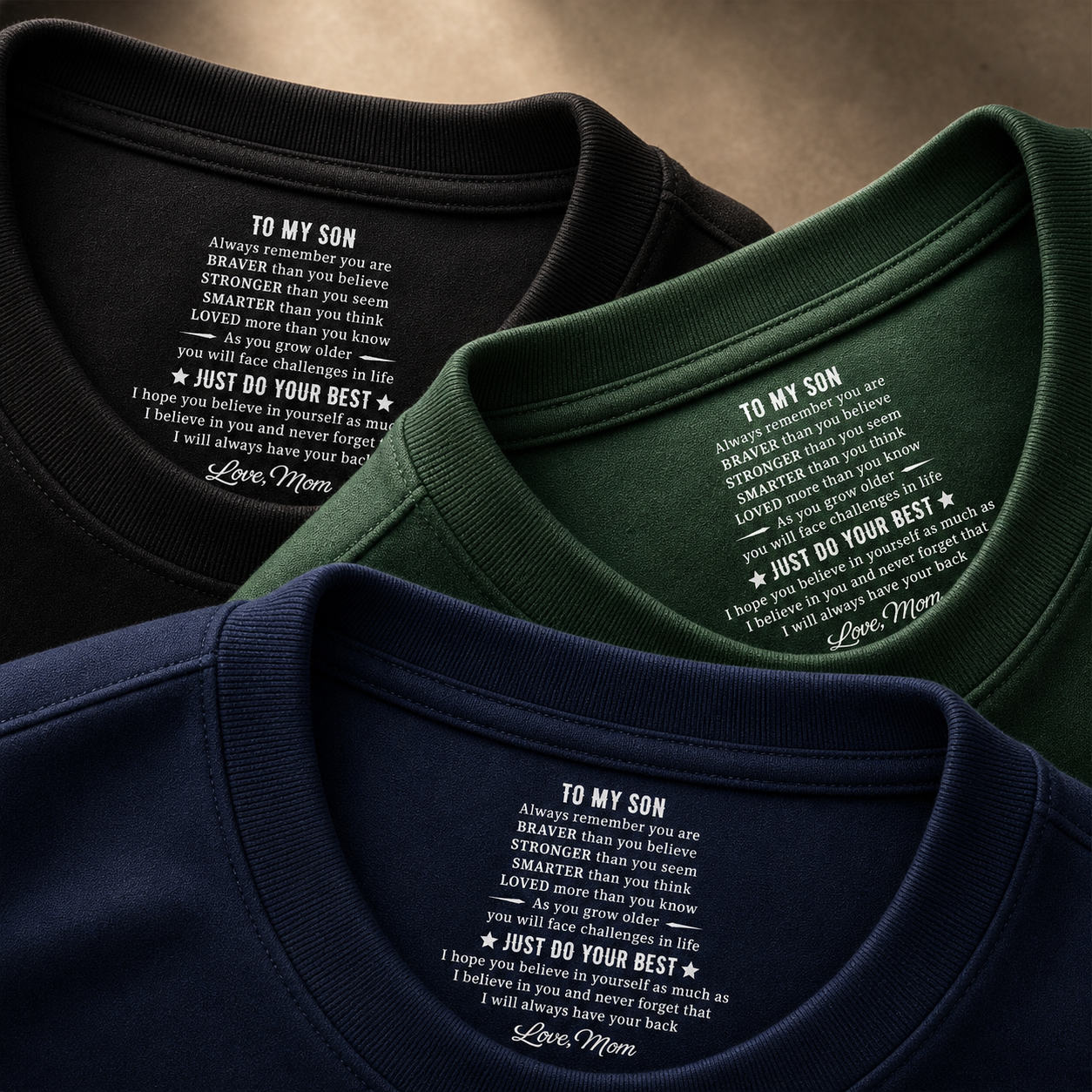 Gib einfach dein Bestes – personalisiertes T-Shirt mit Aufdruck im Nackenbereich, individuelles Geschenk-Shirt für Mama und Papa