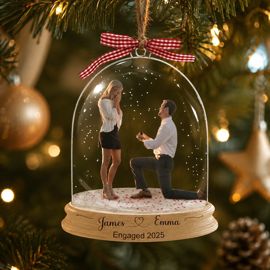 Custom Proposal Photo Acrylic 3D Effect Ornament, Personalized Engagement Christmas Ornament, Romantic Couple Photo Keepsake Gift
