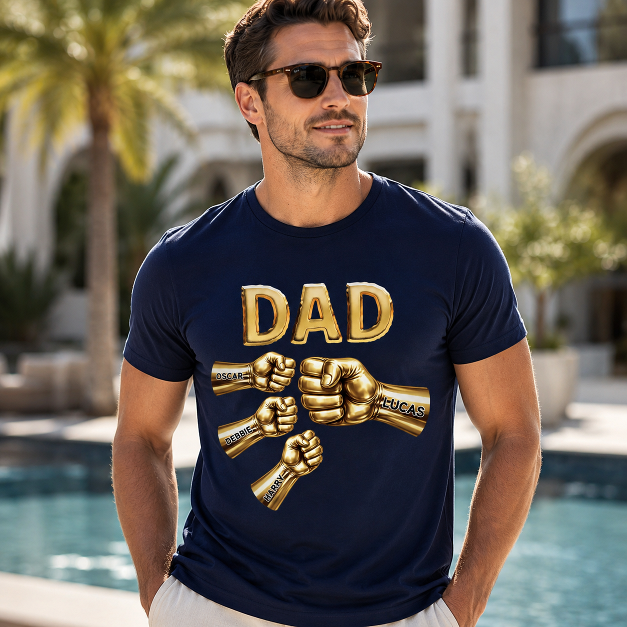 Grandpa Strong Fist Bump Shirt – Personalized Names Gift for Dad