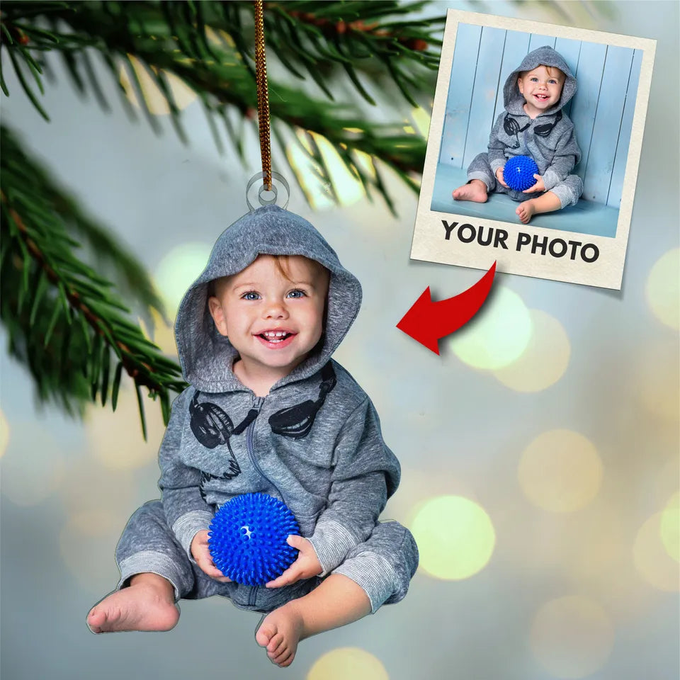 Personalized Family Photo Christmas Ornament, Custom Picture Acrylic Tree Keepsake, Photo Gift for Parents Grandparents Family