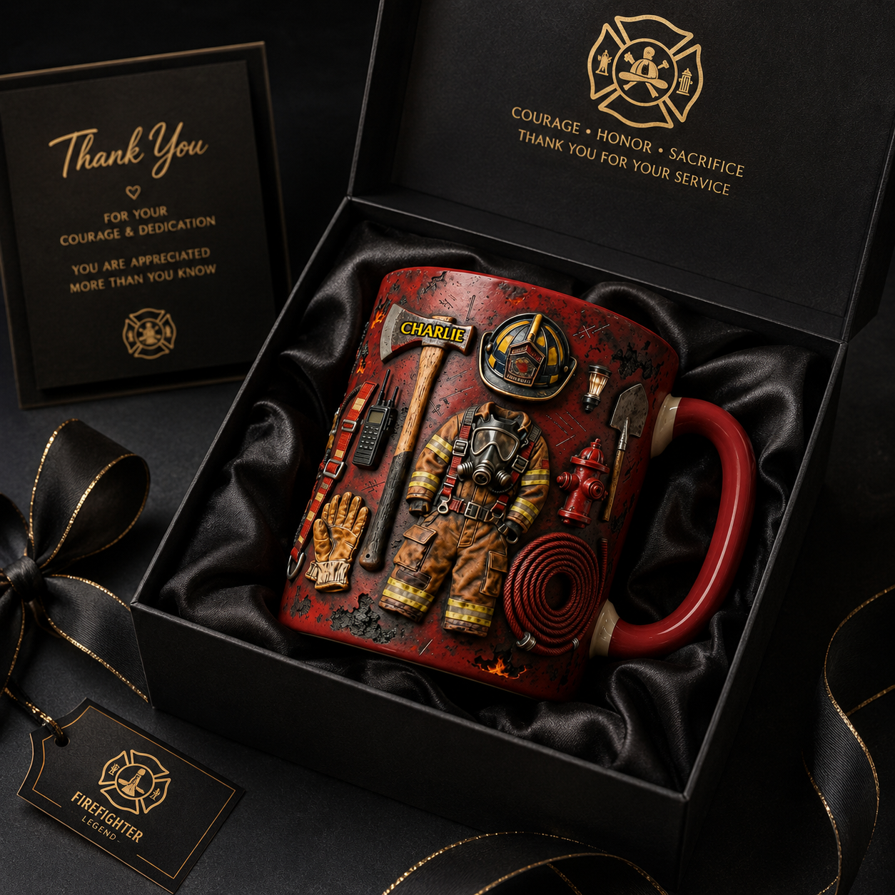 Proud Firefighter Personalized 3D Accent Mug with Custom Name, Ceramic Coffee Mug Gift for Firefighters, EMTs & First Responders