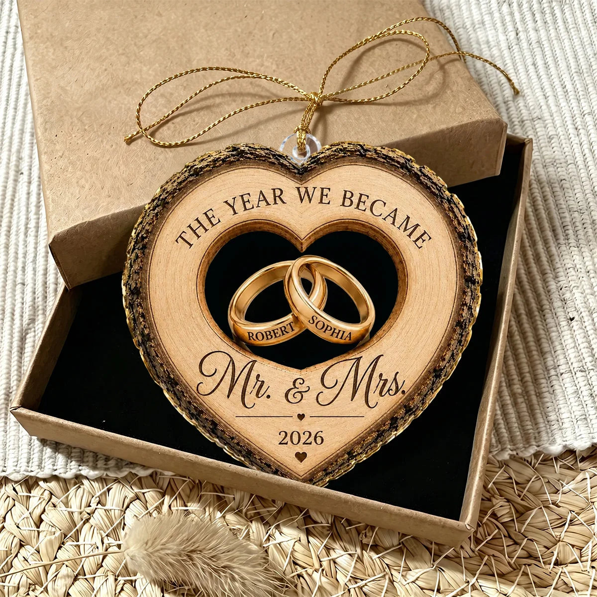 Personalized First Christmas as Mr & Mrs Ornament with Names & Wedding Year, Custom Acrylic Newlywed Keepsake, Wedding Gift for Couple