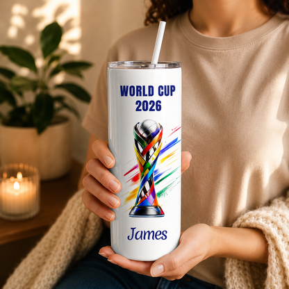 Personalized Soccer Tumbler 3D Effect – Custom Name Football Fan Gift Inspired by World Cup 2026