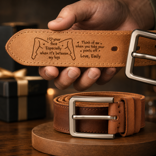 Personalized Cowhide Belt for Him, Custom Engraved Leather Belt, Funny Hidden Message Belt, Anniversary Gift for Husband, Boyfriend Gift