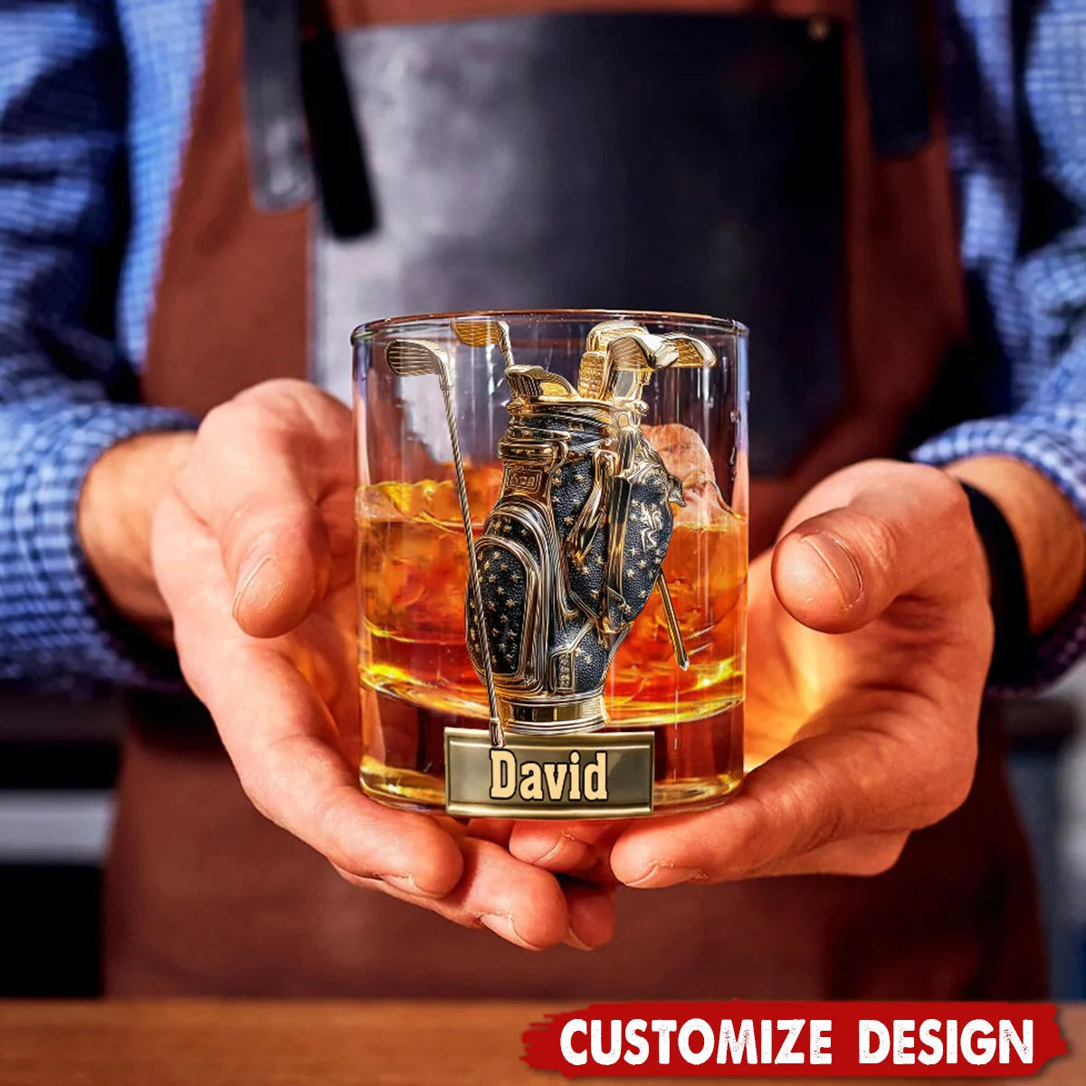 Personalized Golf Whiskey Glass, Look For Balls Funny Golfer Glass with Custom Name, Gift for Dad Husband Grandpa Golf Lover