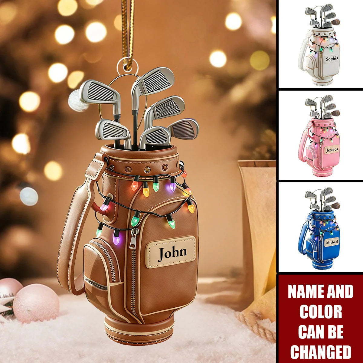 Personalized Golf Christmas Ornament, Custom Golfer Acrylic Keepsake, Golf Lover Gift for Dad Husband Grandpa Golfer Coach