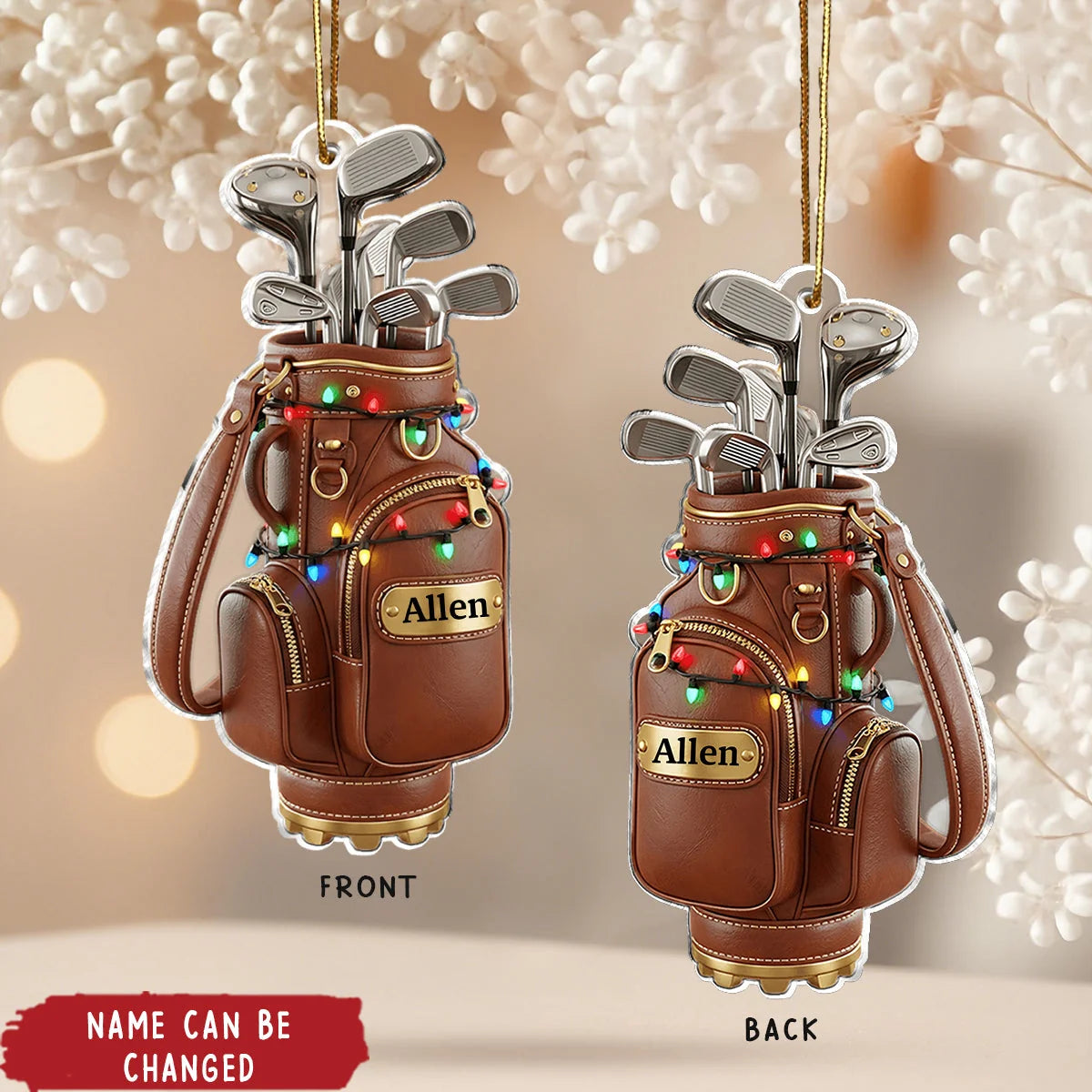 Personalized Merry Christmas Golf Ornament with Name, Custom Acrylic Golfer Keepsake, Christmas Gift for Dad Husband Grandpa Golf Lover