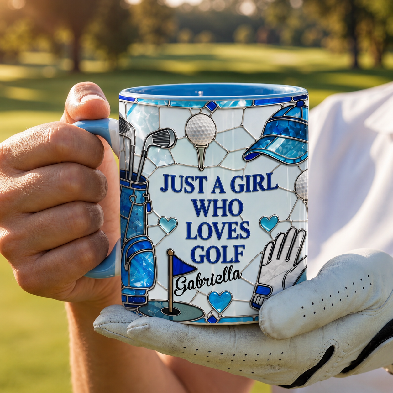 Personalized Just A Girl Who Loves Golf 3D Effect Mug – Custom Name Golf Lover Ceramic Mug, 11oz 15oz Birthday Gift for Her