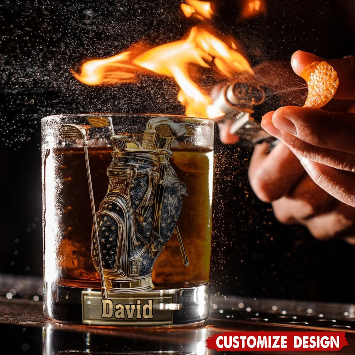 Personalized Golf Whiskey Glass, Look For Balls Funny Golfer Glass with Custom Name, Gift for Dad Husband Grandpa Golf Lover