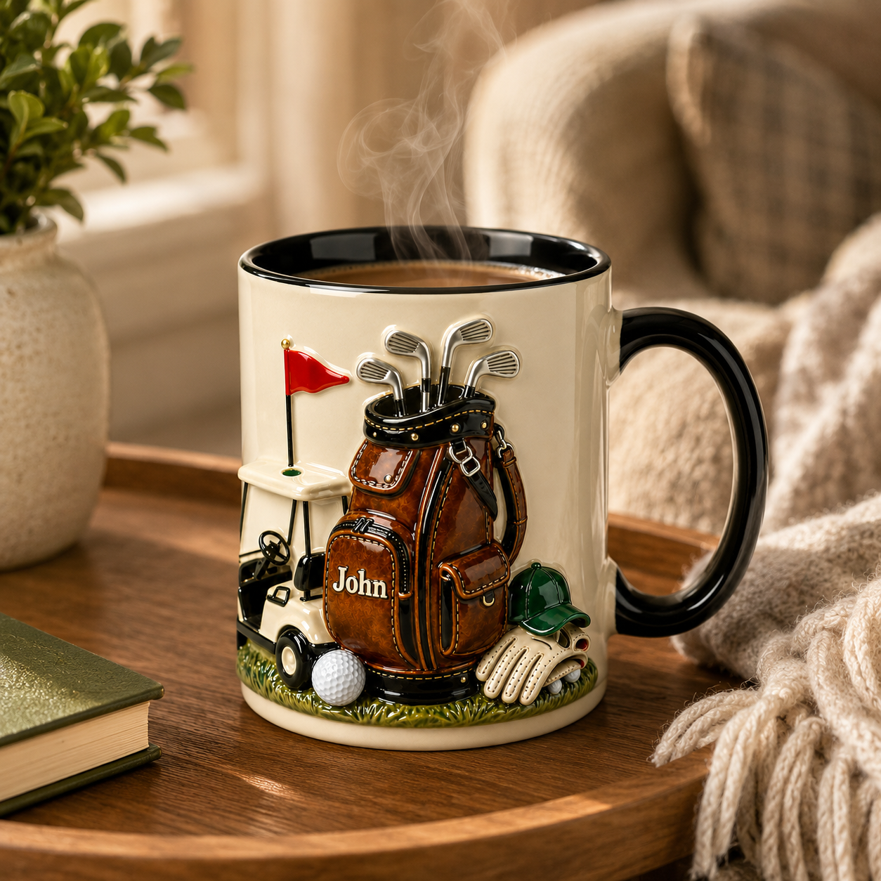 On The Course Golf Mug 3D Effect  – Personalized Golf Gift for Men, Custom Name Golfer Mug