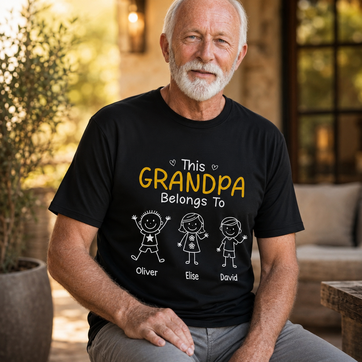 Dieses Opa Gehört Zu Personalisierte T-Shirt – Geschenk mit Namen der Kinder