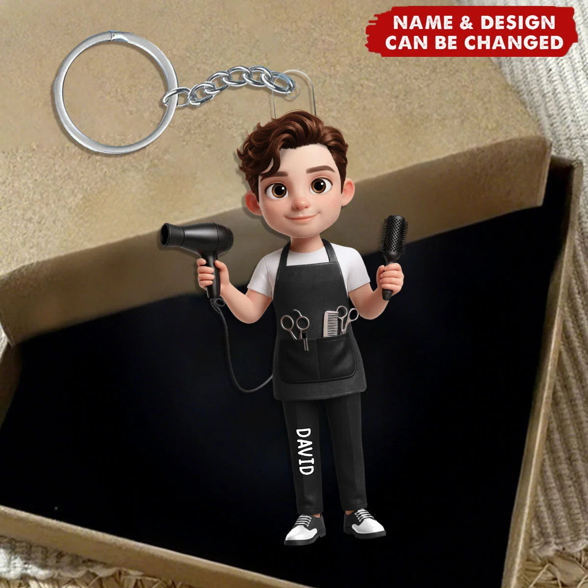 Personalized Hair Stylist Keychain, Custom Hairdresser Acrylic Key Ring, Gift for Hairstylist Barber Cosmetologist Salon Owner