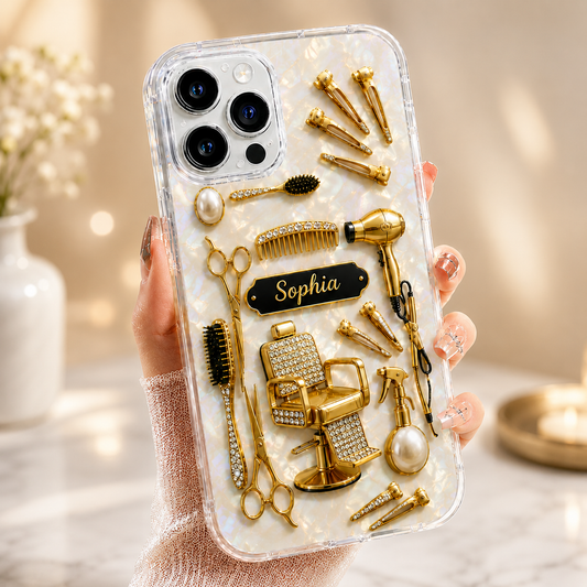 Personalized Hair Stylist Phone Case 3D Effect – Custom Name Hairdresser Gift for Hairstylists & Beauty Professionals