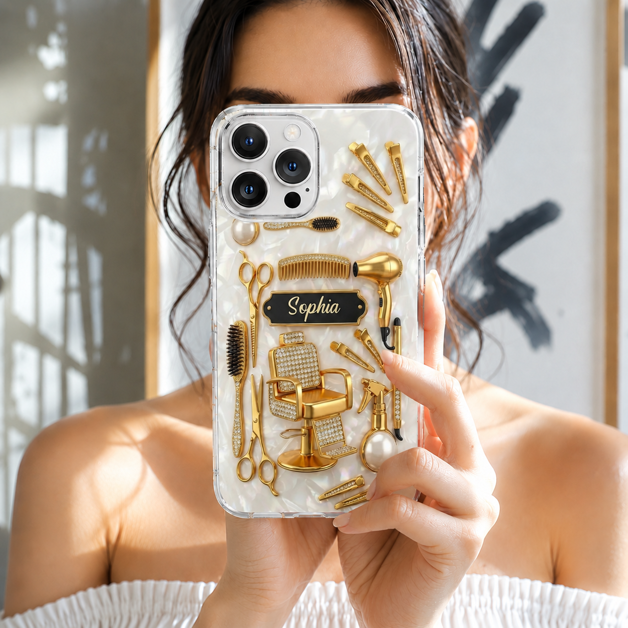 Personalized Hair Stylist Phone Case 3D Effect – Custom Name Hairdresser Gift for Hairstylists & Beauty Professional