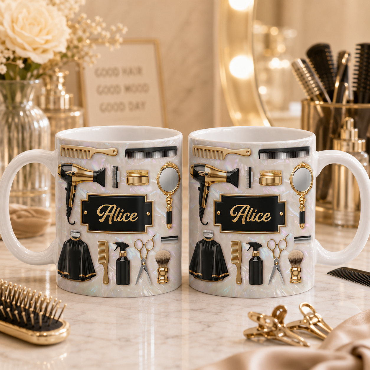Taza Personalizada de Barbero/Peluquero con Nombre – Regalo con Efecto 3D