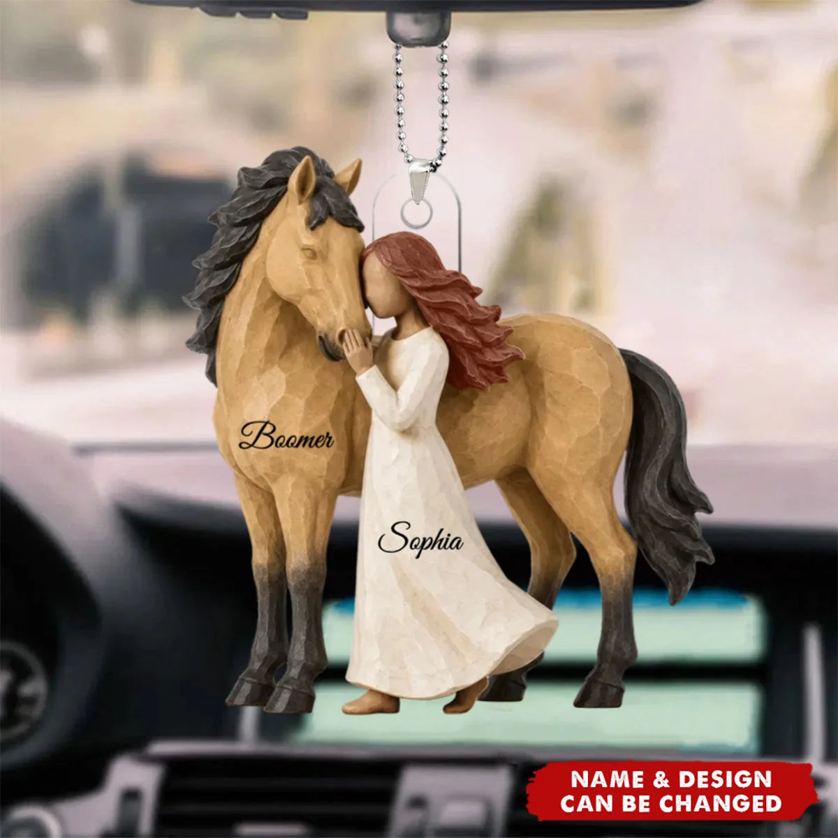 Personalized Girl and Horse Car Ornament, Custom Acrylic Equestrian Keepsake, Horse Lover Gift for Daughter Granddaughter Rider