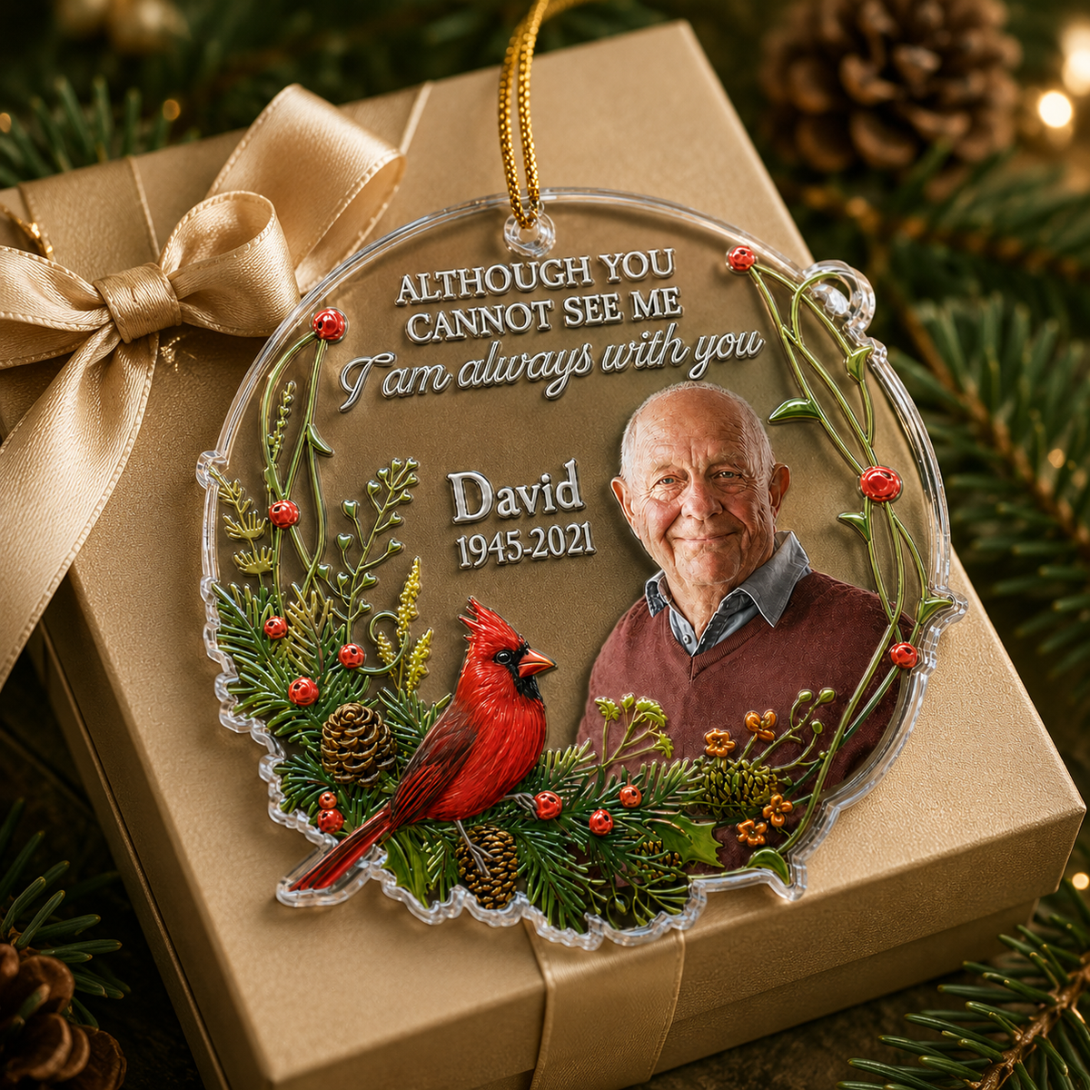 Personalized Memorial Photo Ornament, Custom Acrylic Christmas Remembrance Ornament, Sympathy Gift for Loss of Loved One