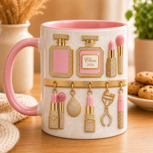 Personalisierte Make-up-Artist-Tasse mit Namen – 3D-Effekt-Geschenk für Sie