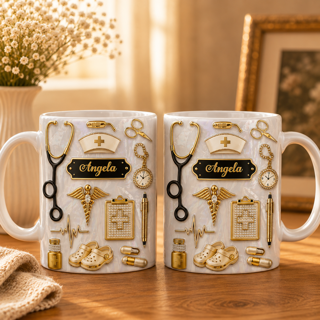 Personalisierte Tasse für Ärzte und Krankenschwestern mit Wunschnamen – 3D-Effekt Geschenk