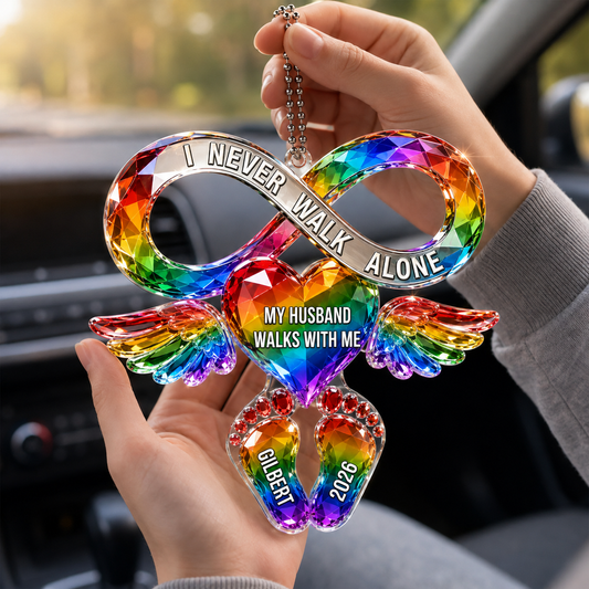 Your Love Still Rides Beside Me Personalized Memorial Car Hanger, Custom Acrylic Sympathy Ornament with Name and Date