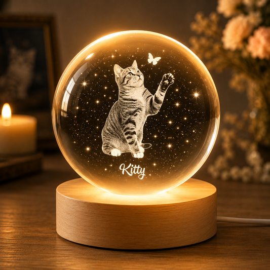 Personalized Memorial Crystal Ball Lamp – Custom Photo Remembrance Gift