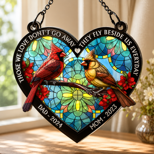 Those We Love Don't Go Away Memorial Suncatcher, Personalized Window Hanging Ornament, Sympathy Gift for Loss of Loved One
