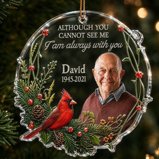 Personalized Memorial Photo Ornament, Custom Acrylic Christmas Remembrance Ornament, Sympathy Gift for Loss of Loved One