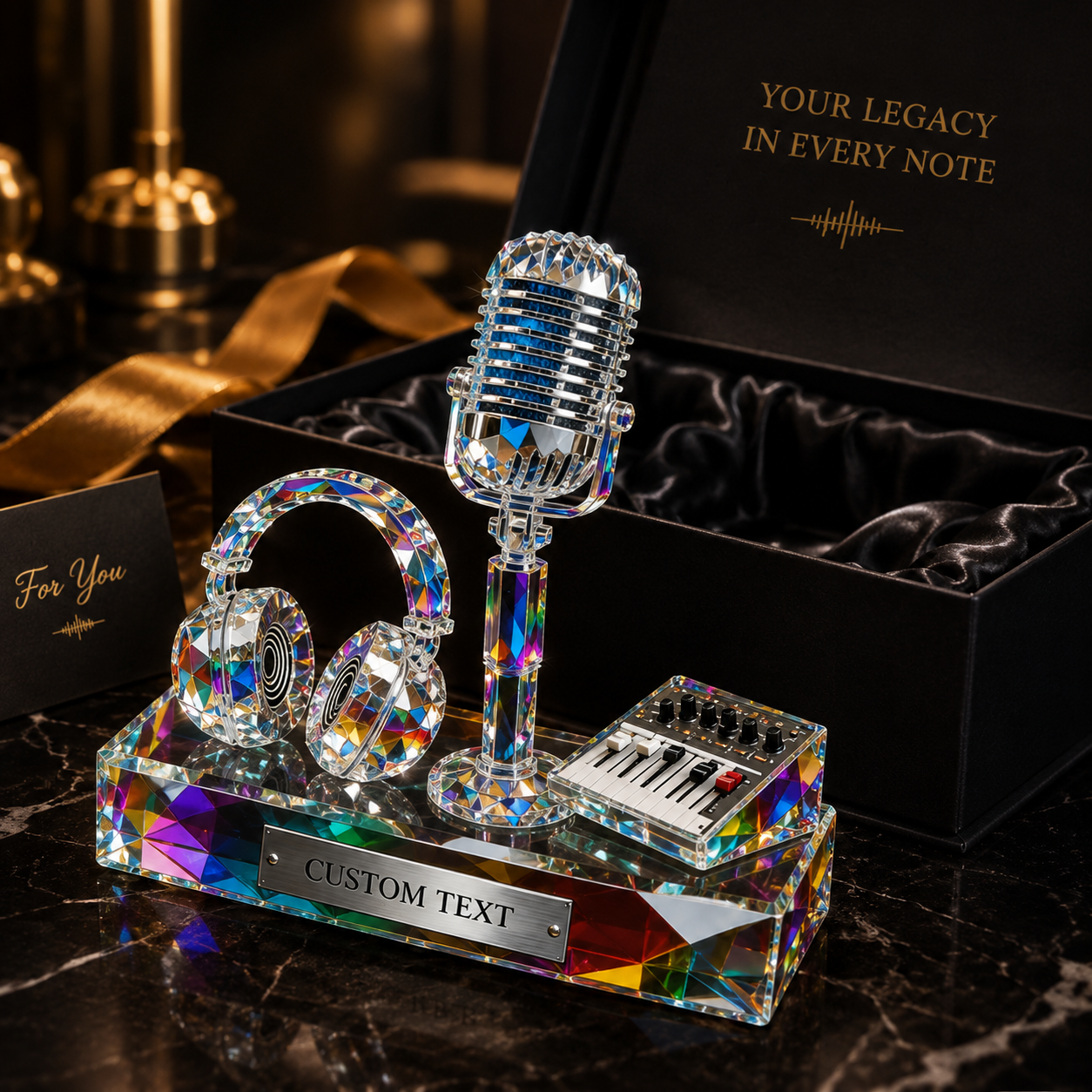 Personalized Stained Glass 3D Effect Microphone & Headphone Acrylic Plaque, Custom Name Music Decor, Singer Podcast Studio Gift for Music Lovers