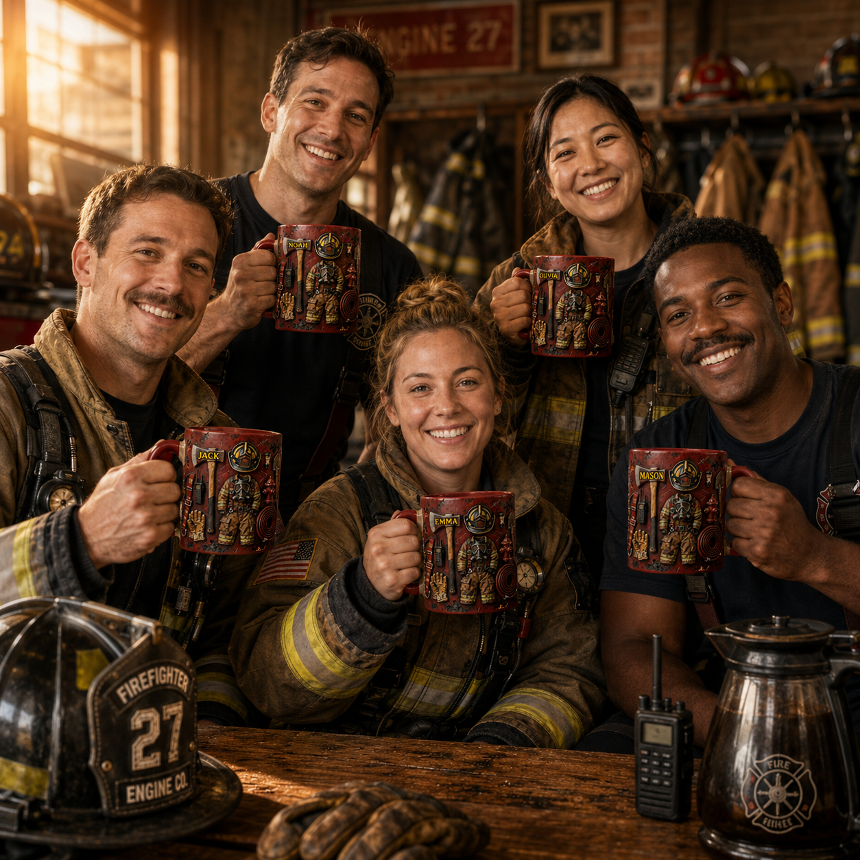 Proud Firefighter Personalized 3D Accent Mug with Custom Name, Ceramic Coffee Mug Gift for Firefighters, EMTs & First Responders