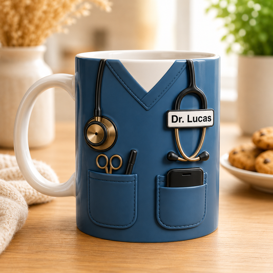 Personalized Nurse Doctor Mug – 3D Effect Medical Scrub Gift