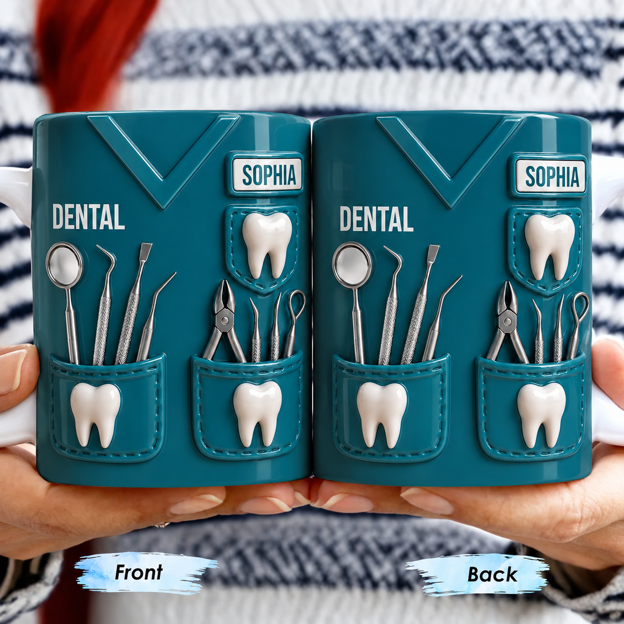 Personalized Dental Mug 3D Effect – Custom Name Gift for Dentists, Dental Hygienists & Dental Assistants