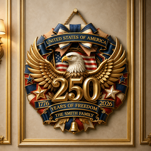 America 250 Years of Freedom Personalized Wood Sign – 4th of July Gift