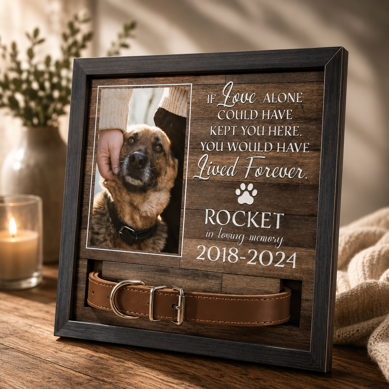 My Hardest Goodbye Tiergedenkrahmen – Personalisierter Foto- und Halsband-Andenkenrahmen